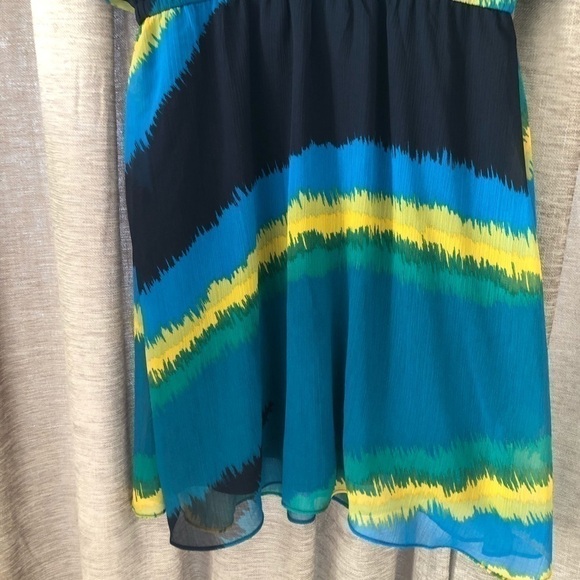 Express Blue & Green Water Color Stripe Mini Dress - Picture 6 of 11